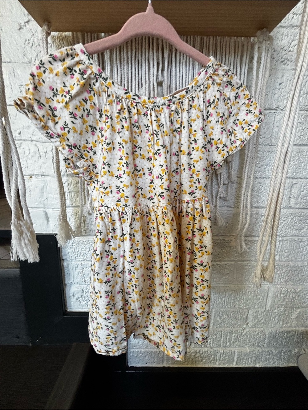 Cat & Jack Cream Dress with Yellow and Pink Floral Print